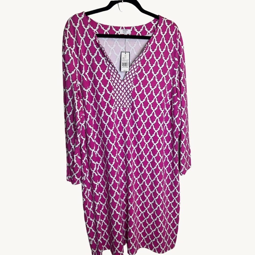 Crown & Ivy Pink Sheath Dress Size 2X *New Resort Summer Preppy